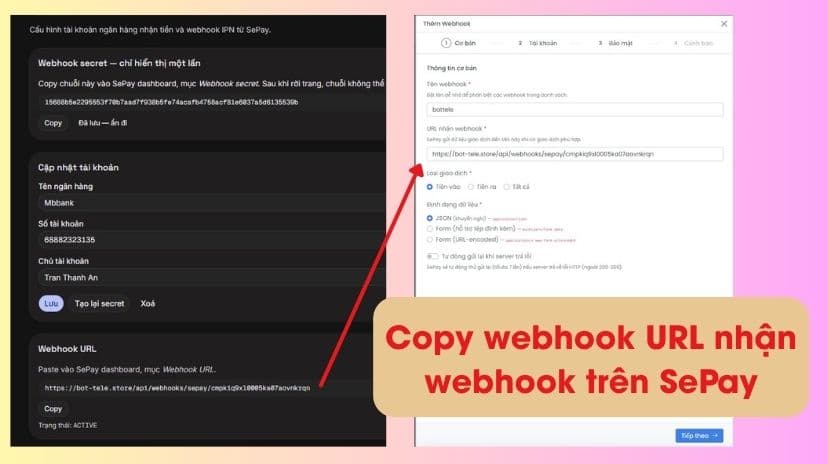 Copy and paste Webhook URL